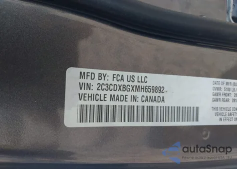 2021 Dodge Charger Sxt Rwd z USA, uszkodzony, nr VIN 2C3CDXBGXMH659892